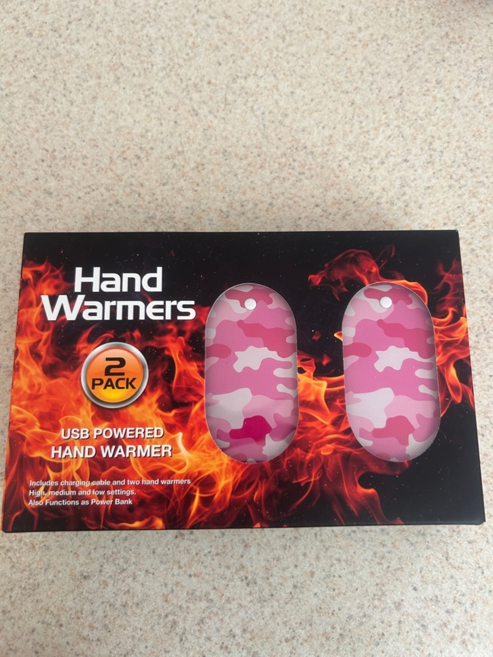 USB Powered Pink Camo Hand Warmers - 2 Pack